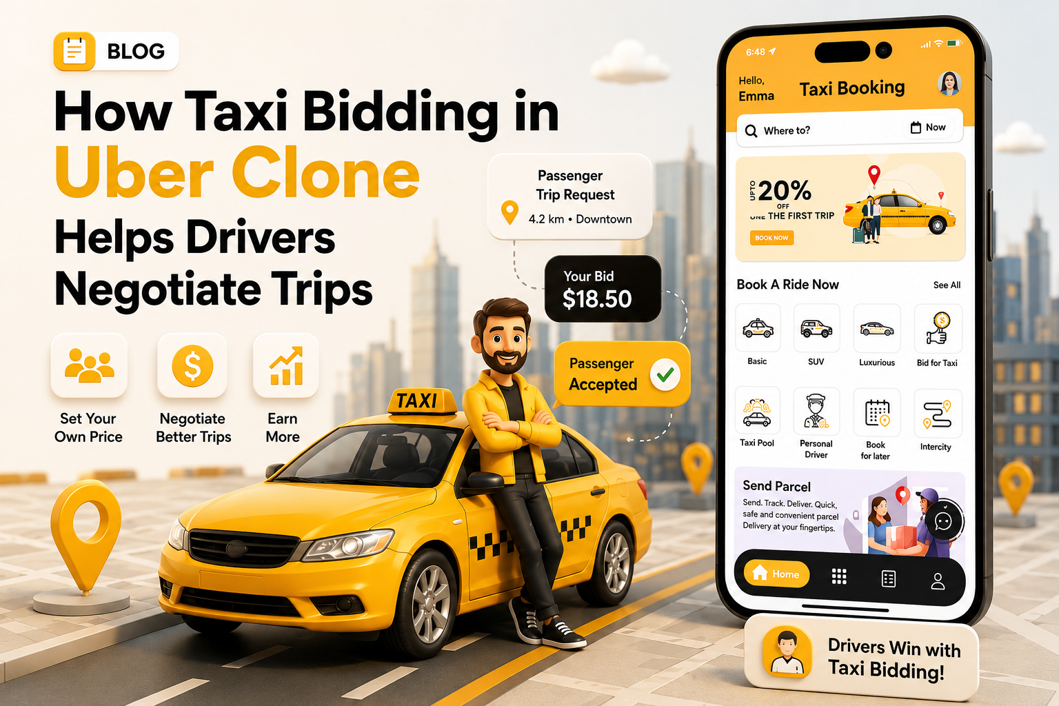 taxi bidding in uber clone