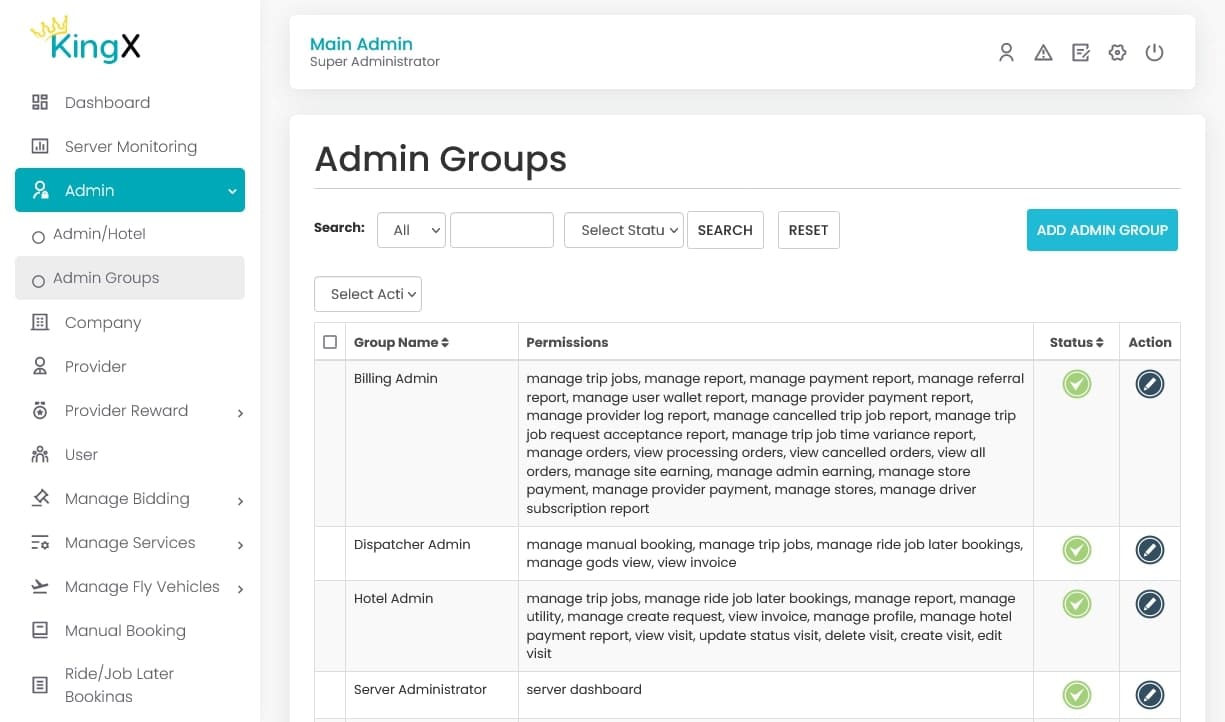 Admin Groups Management