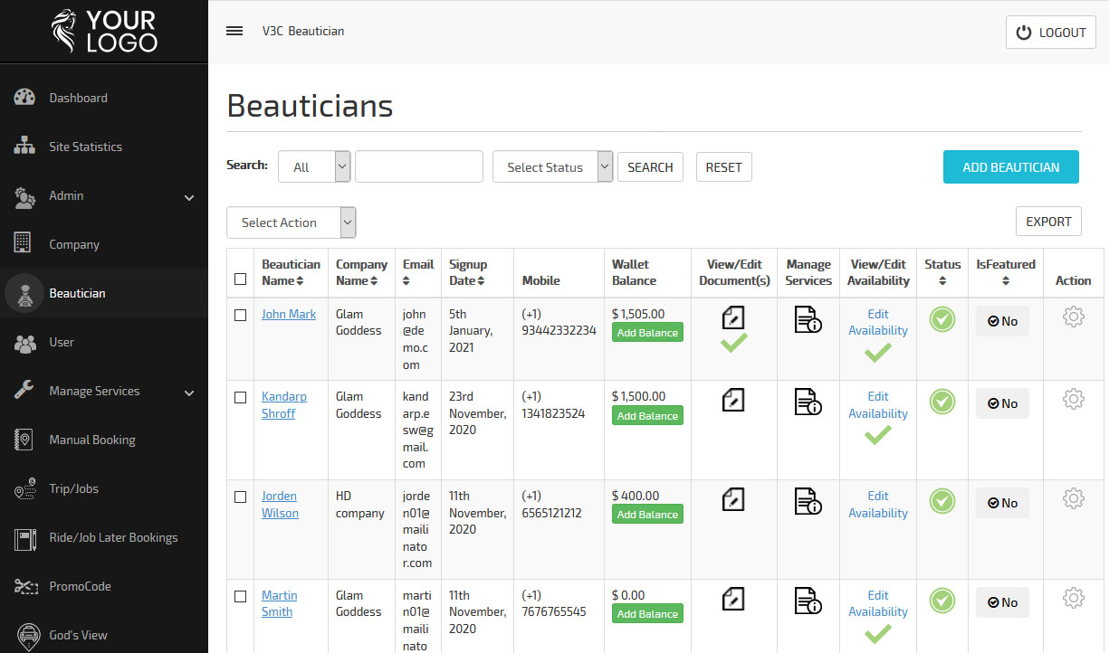 add beautician