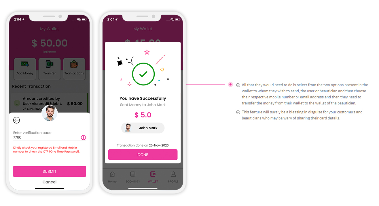 wallet to wallet money transfer