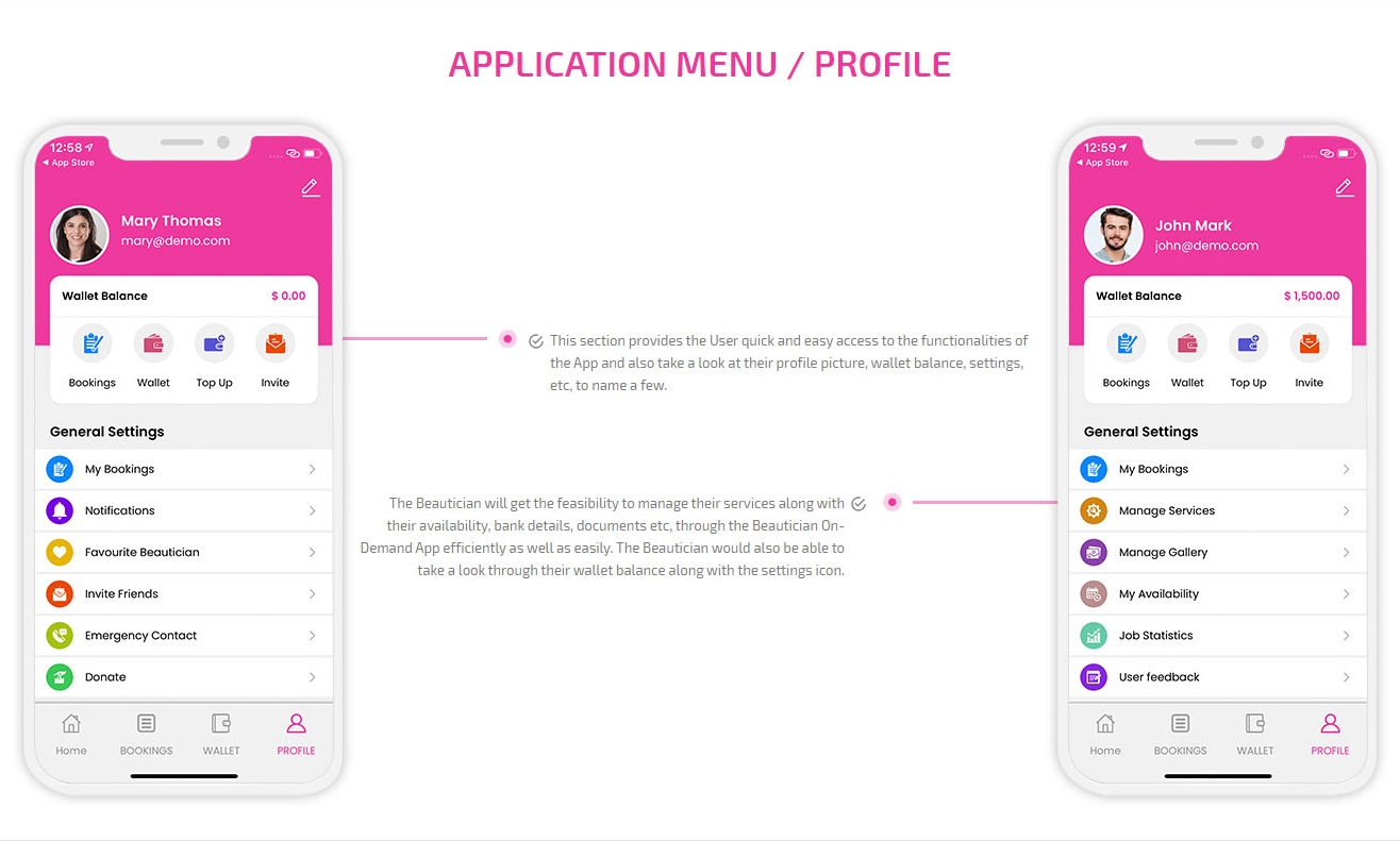 Application menu