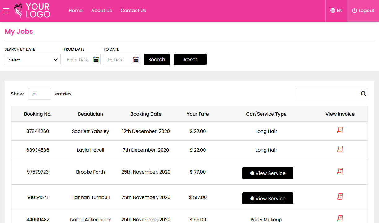 User Bookings