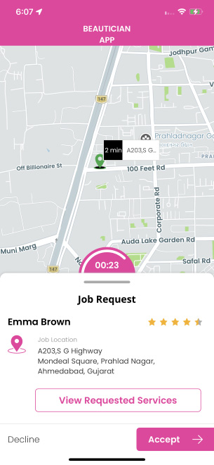 beautician job accepted