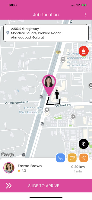 beautician arrived at job location