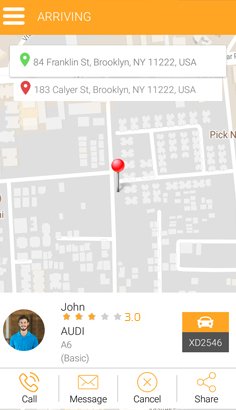 Driver arriving screen color