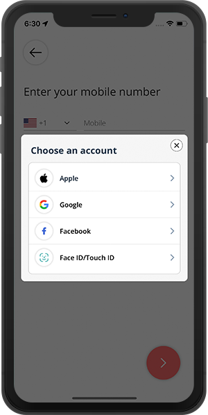 Face ID / Touch ID / Social Media Accounts