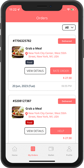 user rate & review to Restaurant / Store & driver
