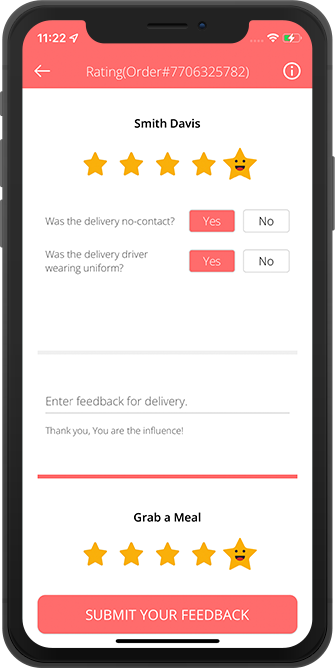 driver rate & review to customer & Restaurant / Store
