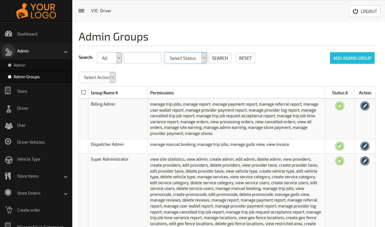 add admin groups from panel