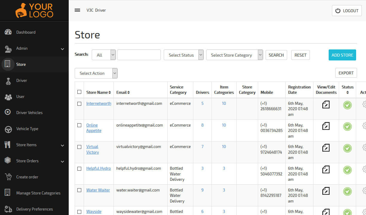 manage store from admin panel
