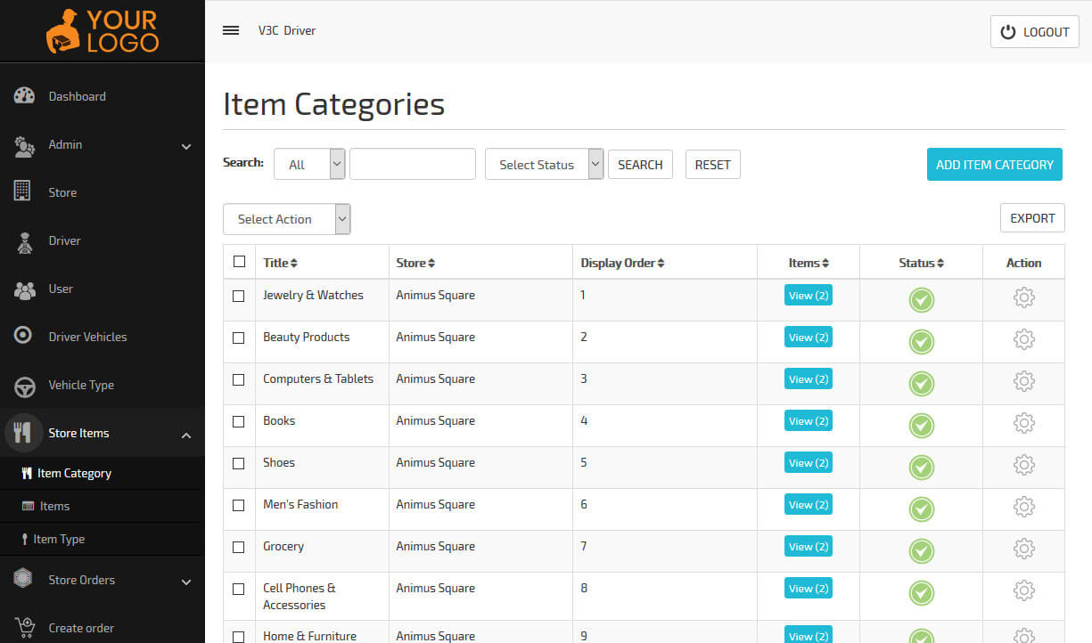 manage categories from admin