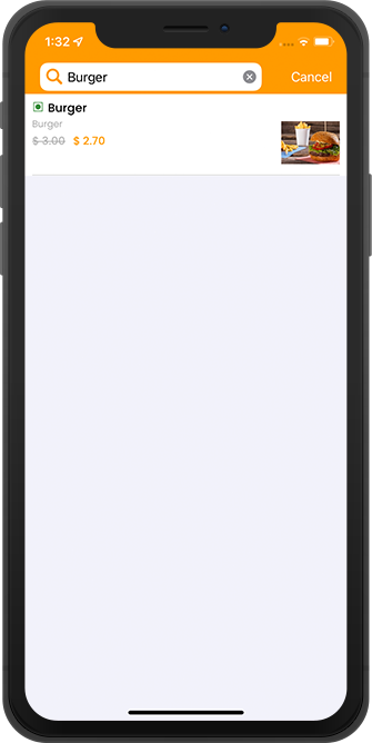 user search food items
