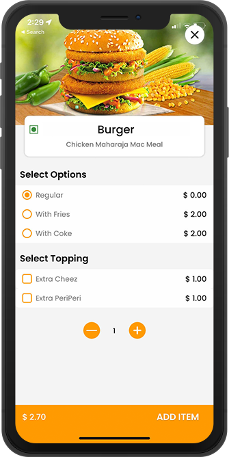 user add food item to basket