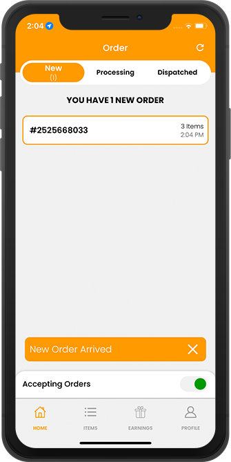 restaurant app displays order details