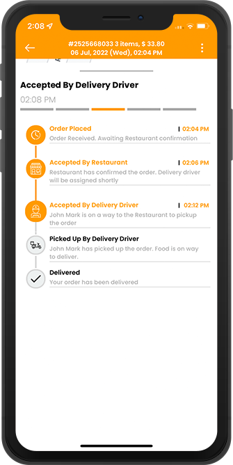 user see assigned driver for pickup of order