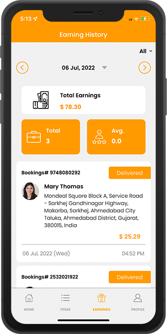 Restaurant see earning history