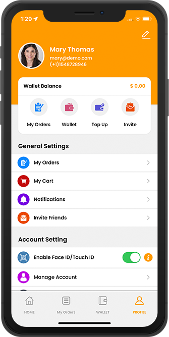 user app menu