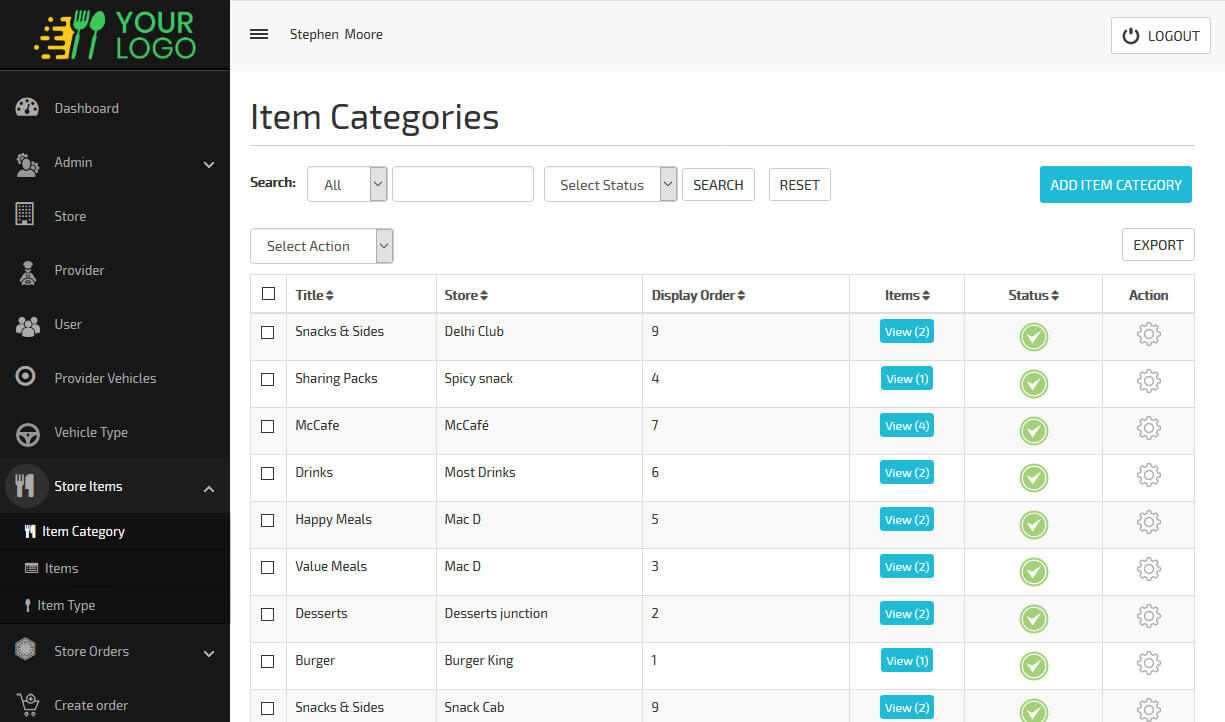 manage item categories