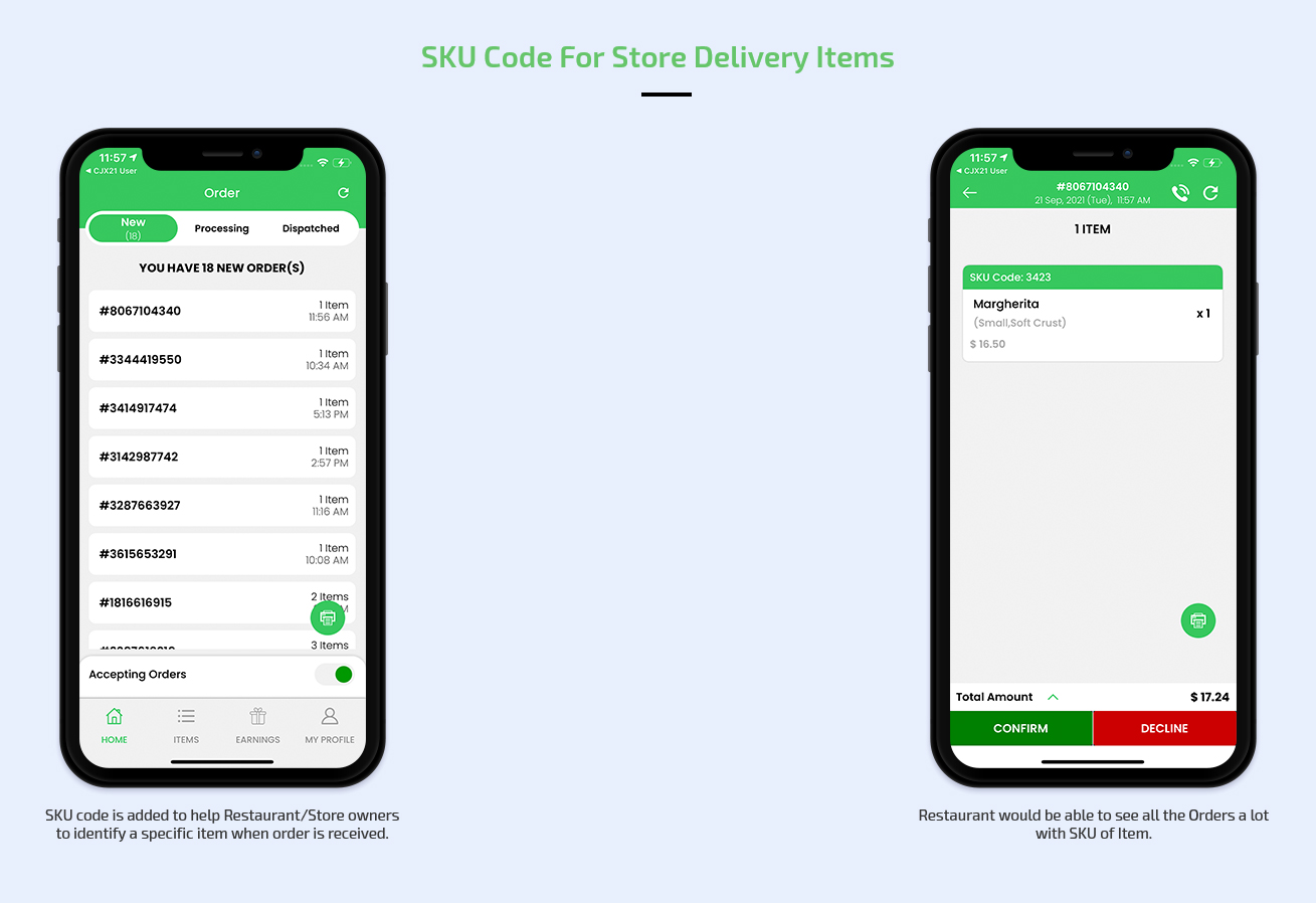 SKU Code For Store Delivery Items