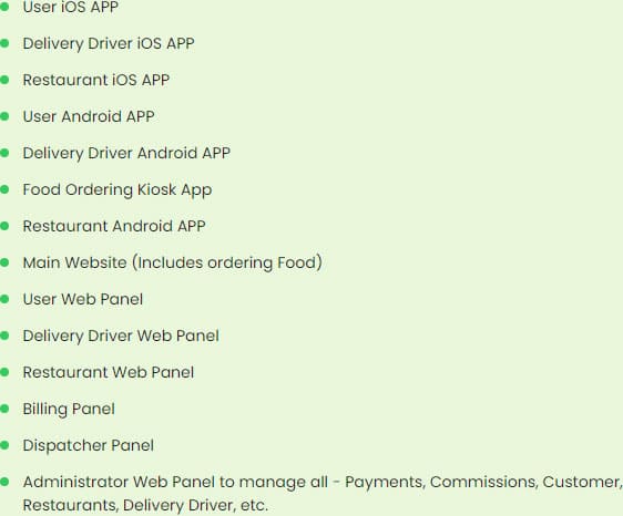 food delivery app package