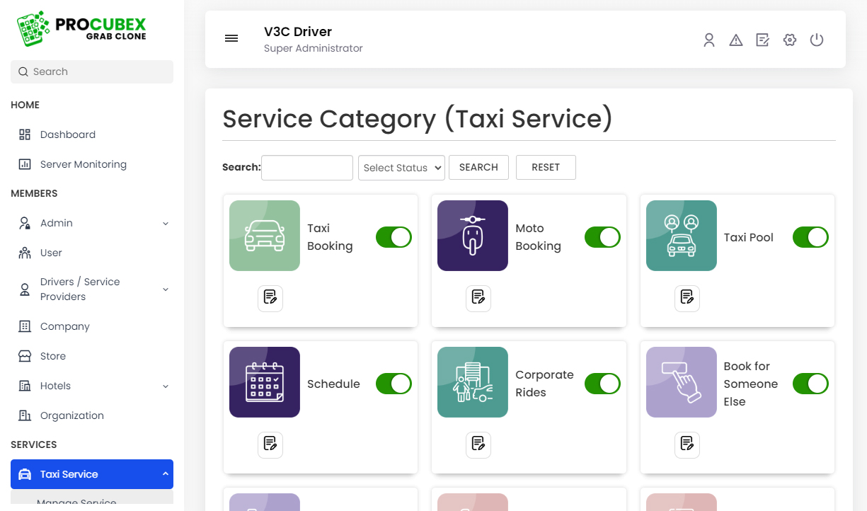 Manage Taxi Category