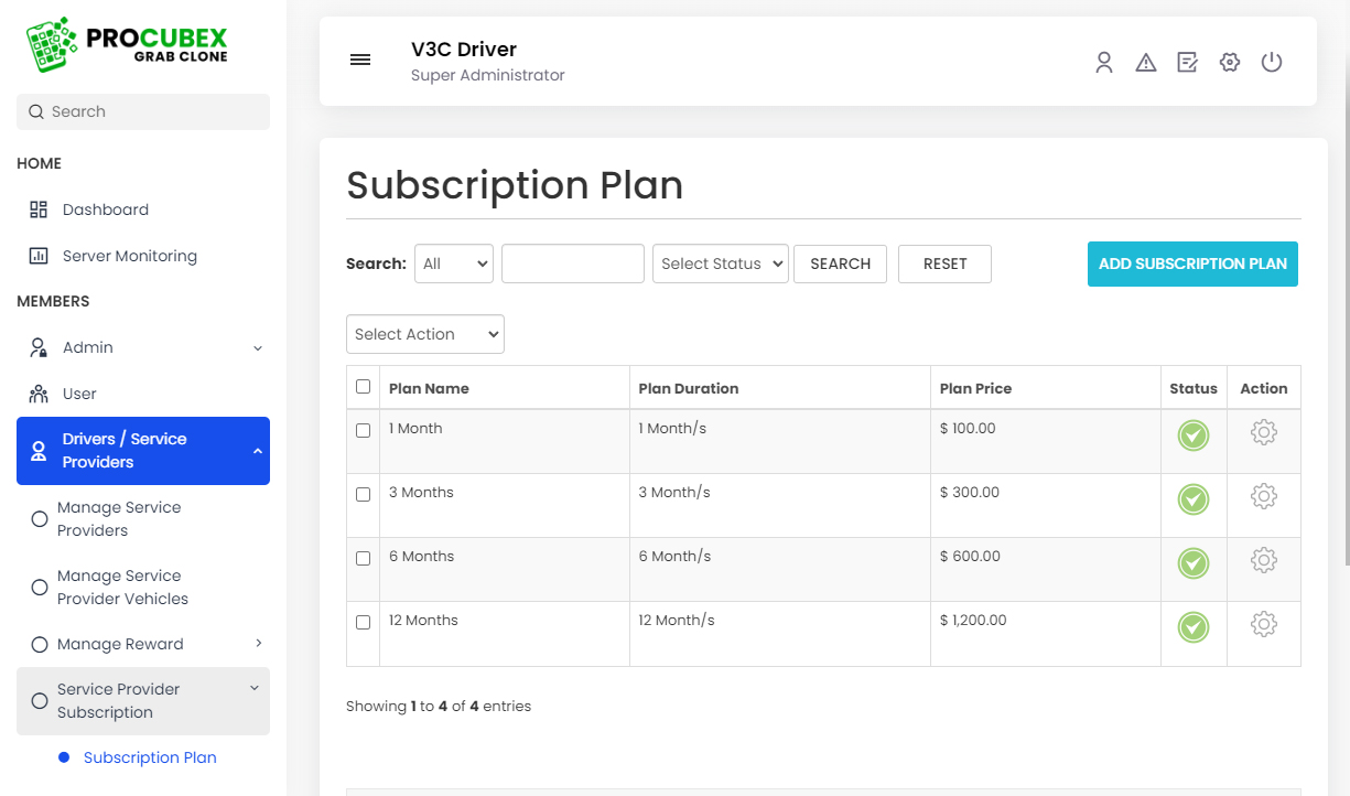 Manage Subscri tion Plan