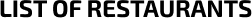 List Of Restaurants