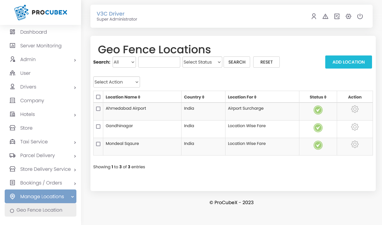 Geo Fence Locations