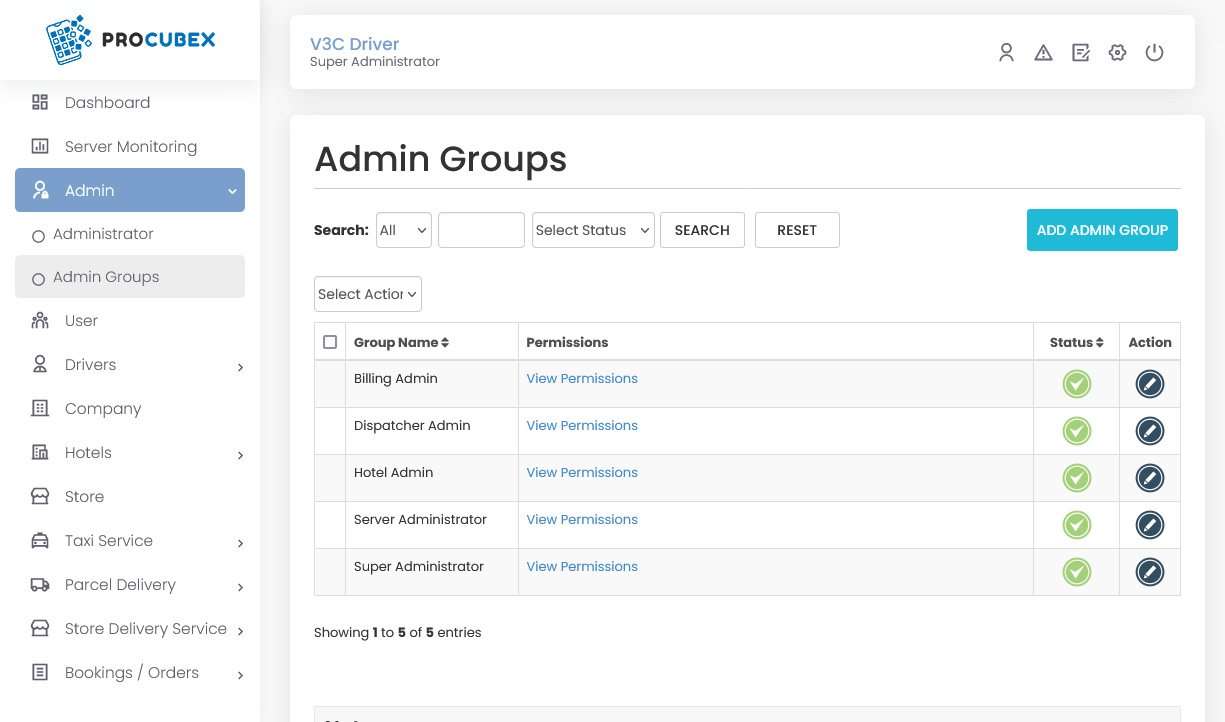 Admin Groups Management