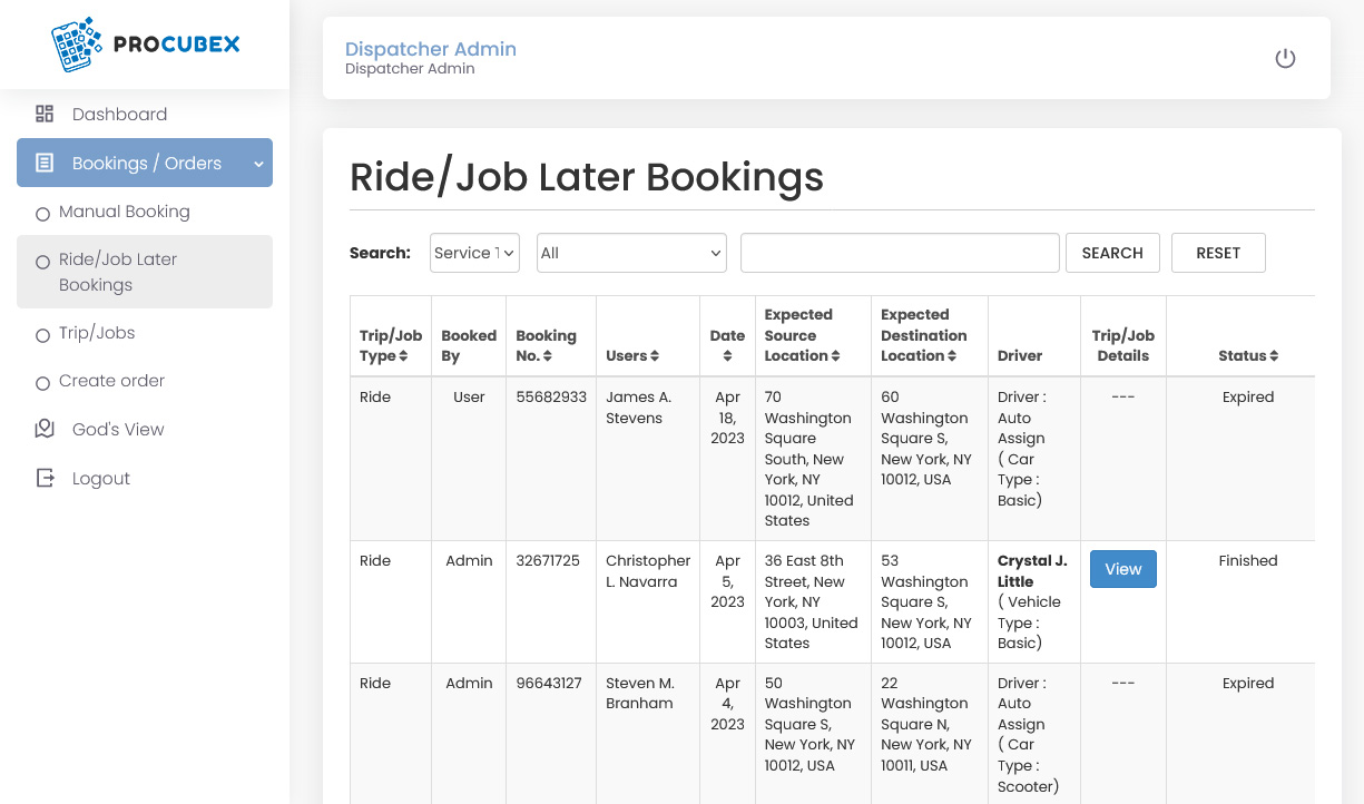 Ride/Job Later Booking