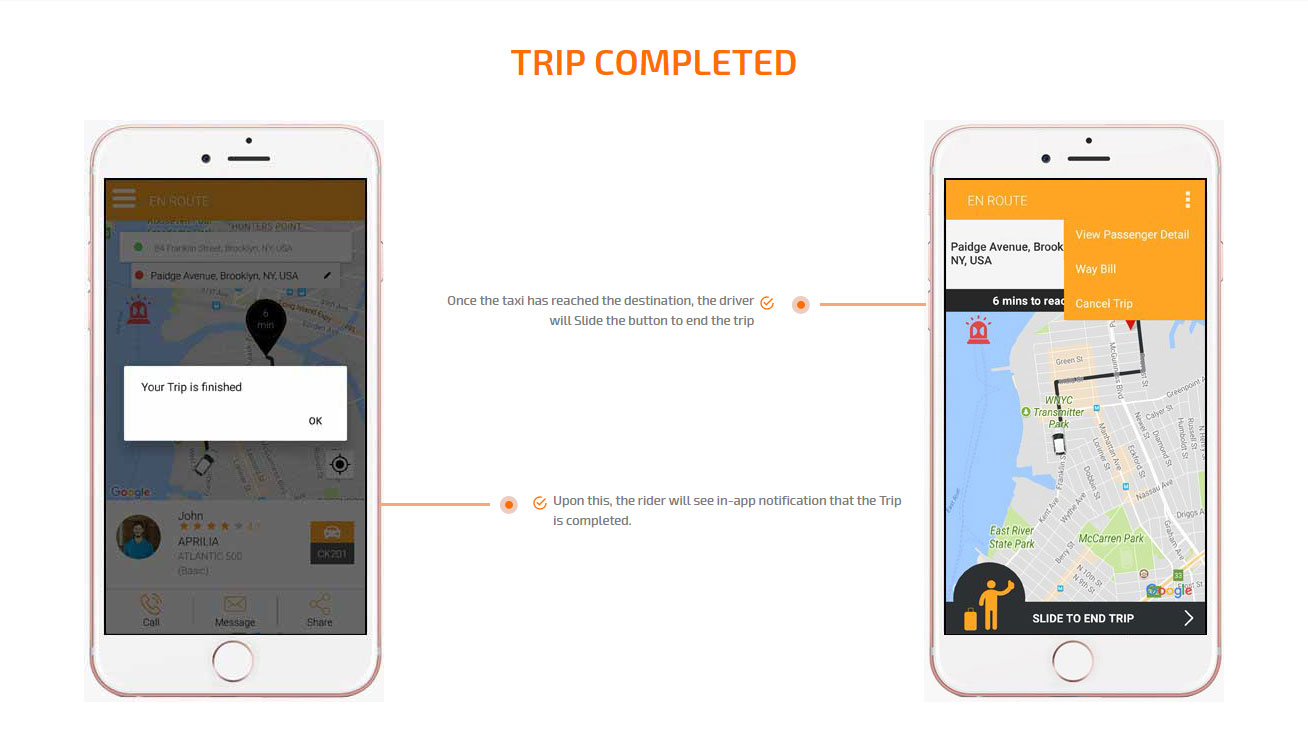 trip completed screen
