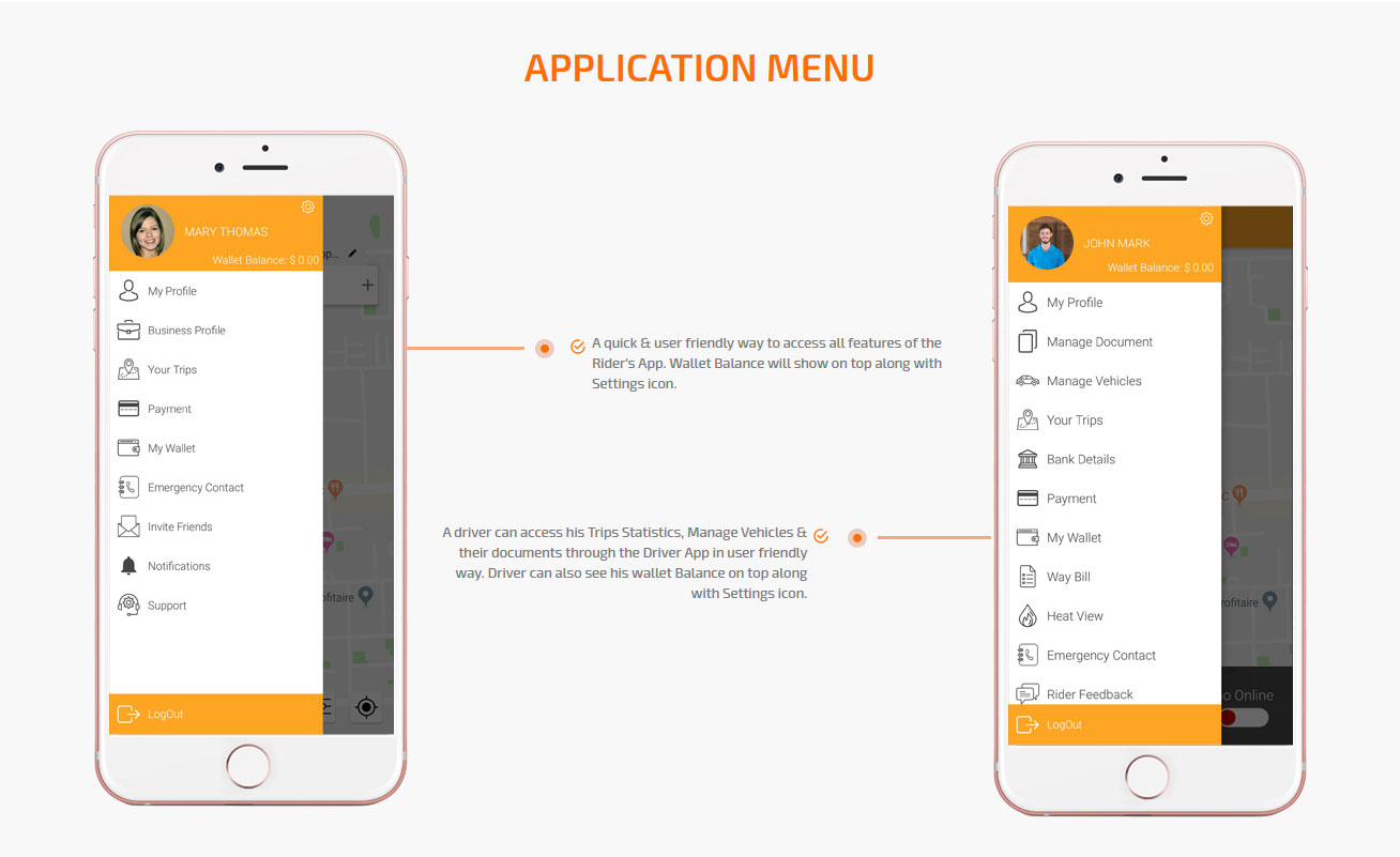 application menu screen