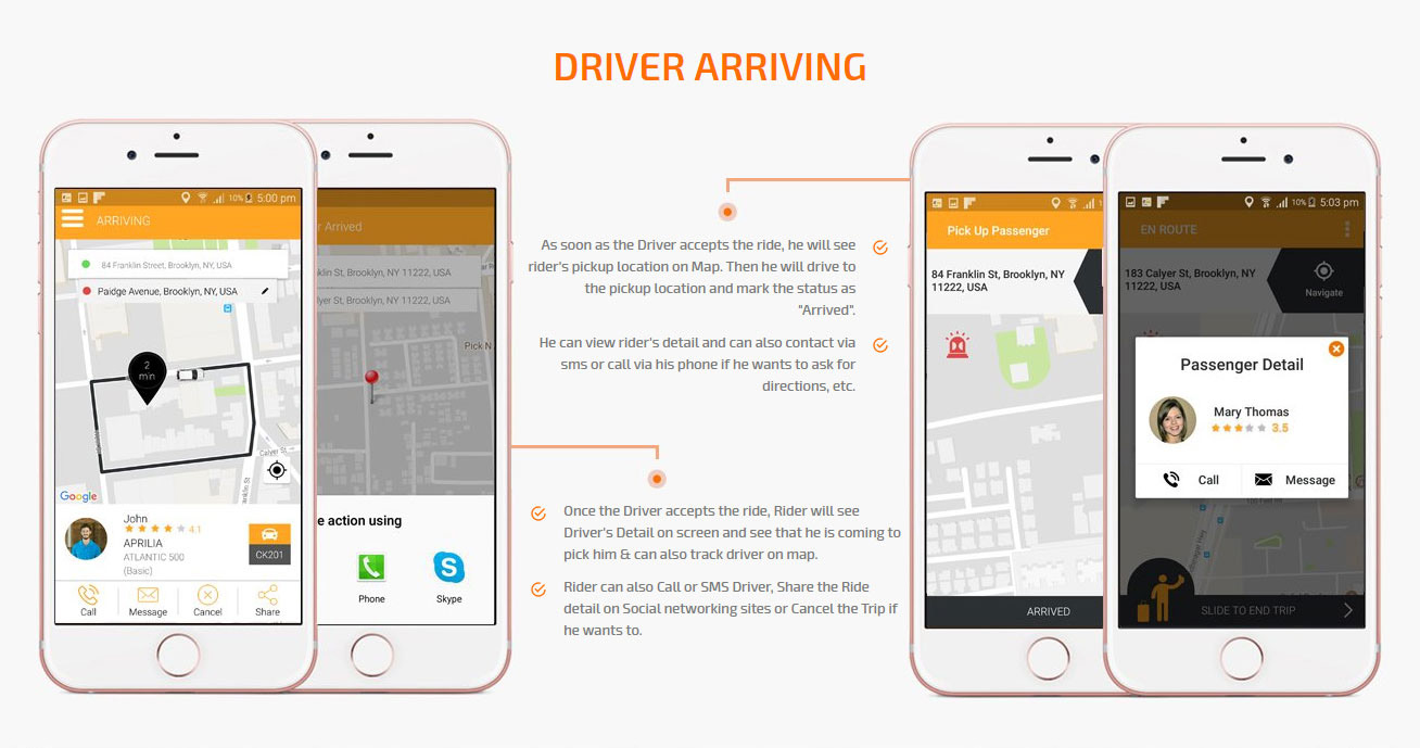 driver arriving screen