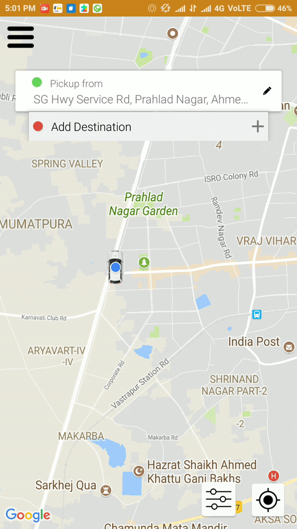 rider not to opt the address before book a trip