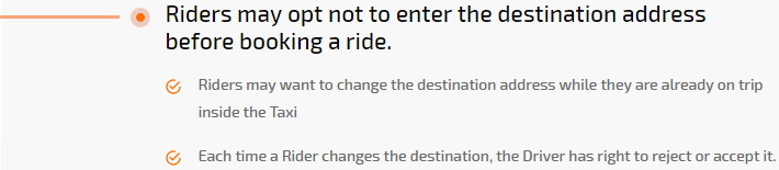 Driver has rights to reject or accept
