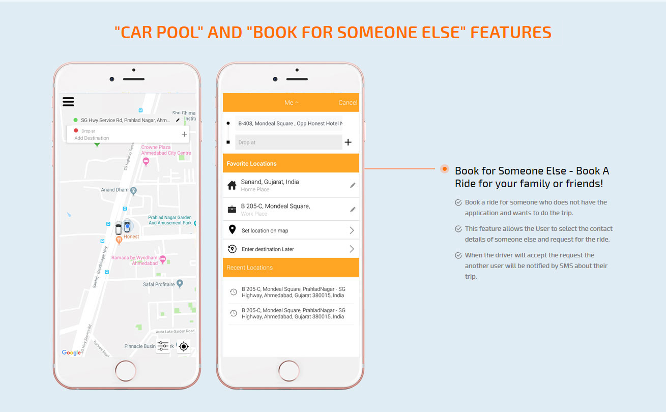 car pool and book for someone features