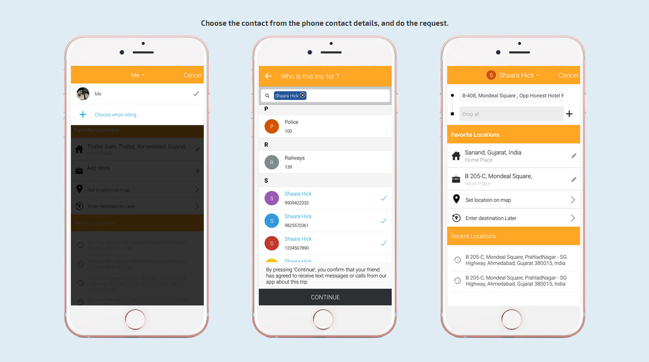 choose the contact from phone list