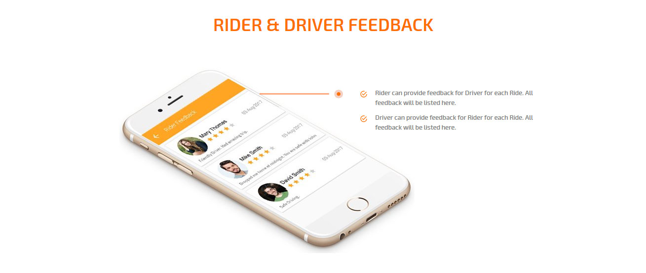 rider and driver feedback