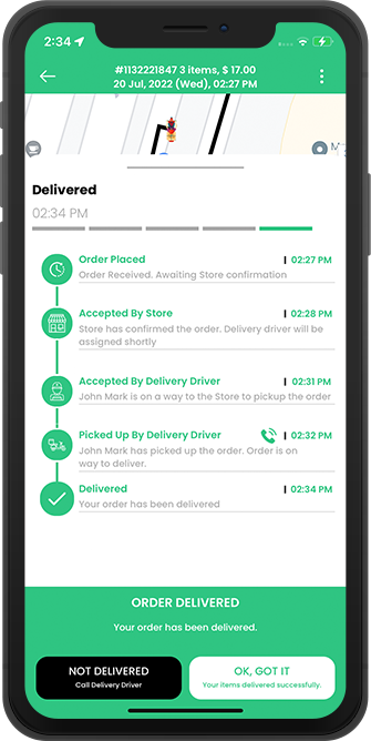 order delivered successful
