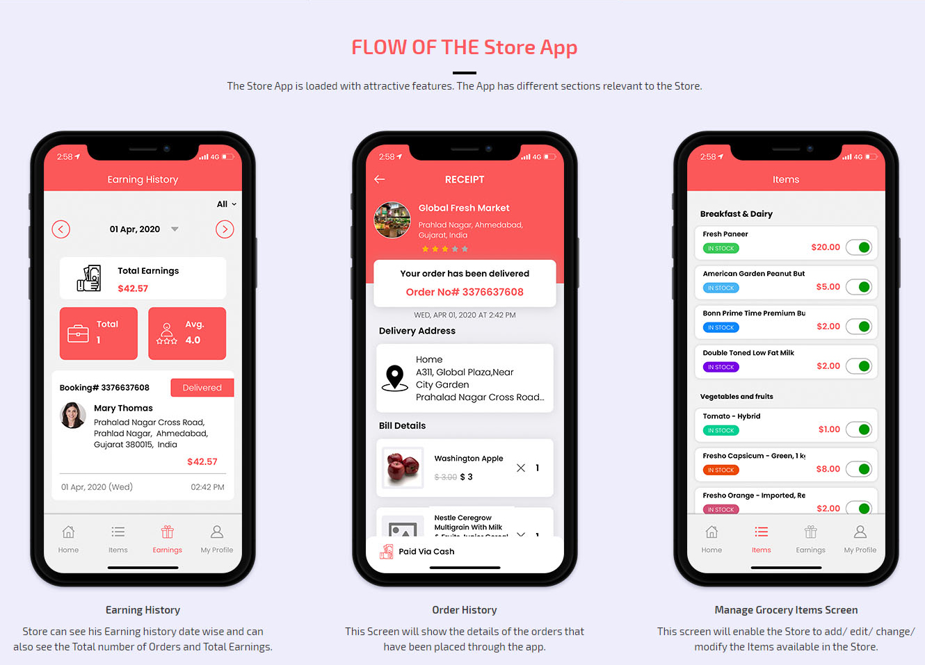 grocery store flow of app menu grocery store flow of app menu