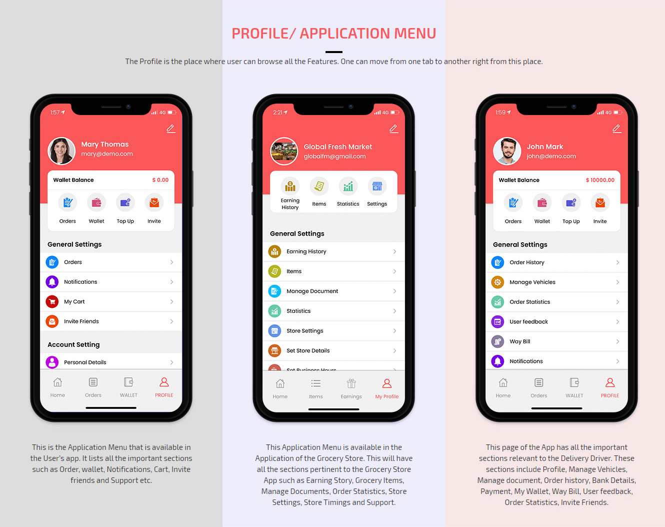application menu application menu