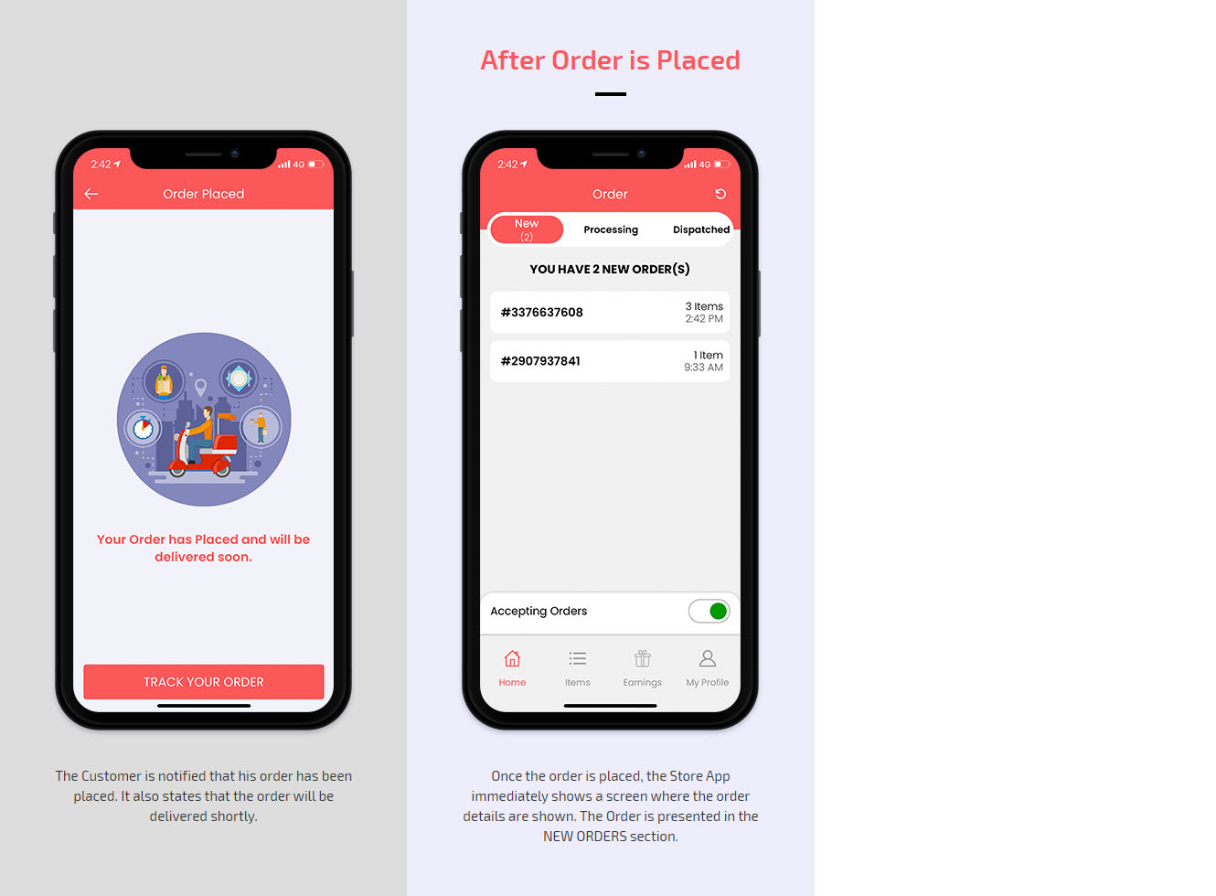 order placed order placed