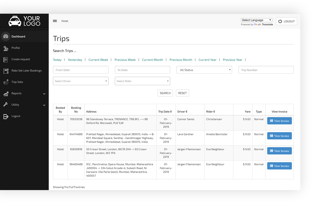 Trips listing Trips listing