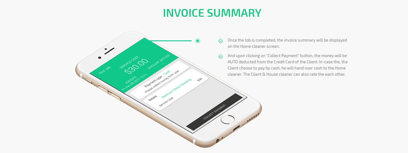 uber for house cleaning invoice summary screen