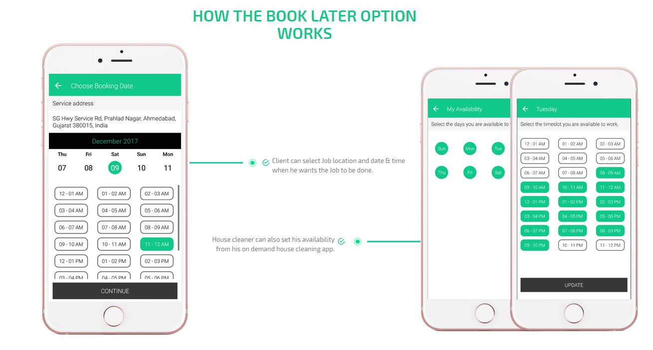 uber for house cleaning app book later Screen