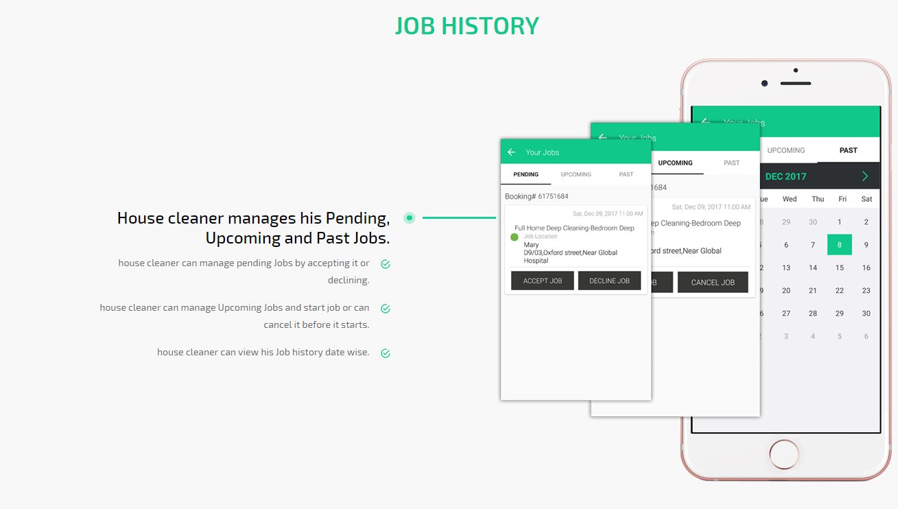 house cleaner job history screen