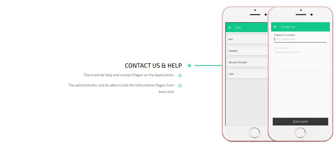 uber for house cleaning app contact us screen