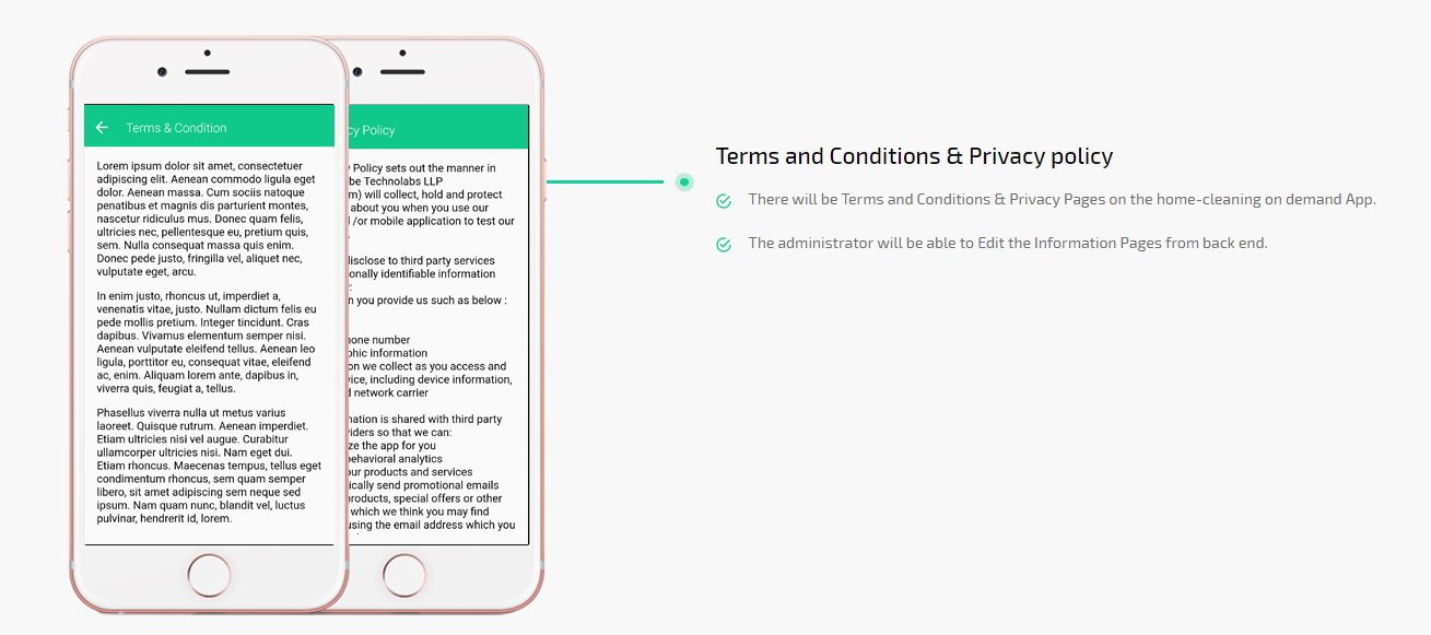uber for house cleaning app privacy policy screen