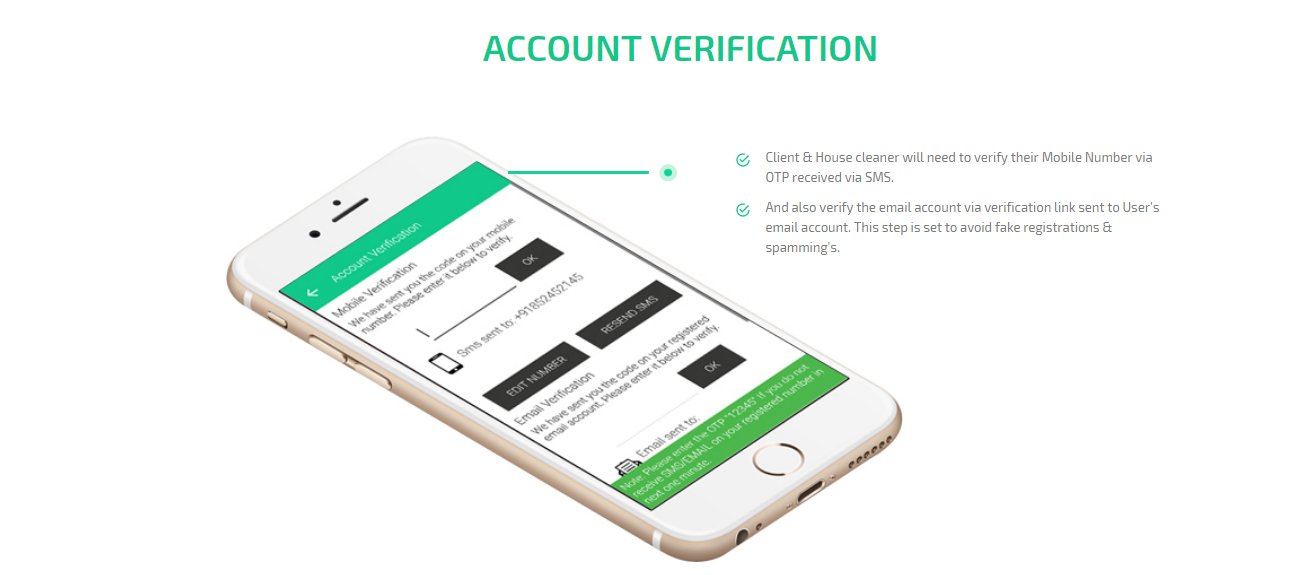 Client and house cleaner Account Verification