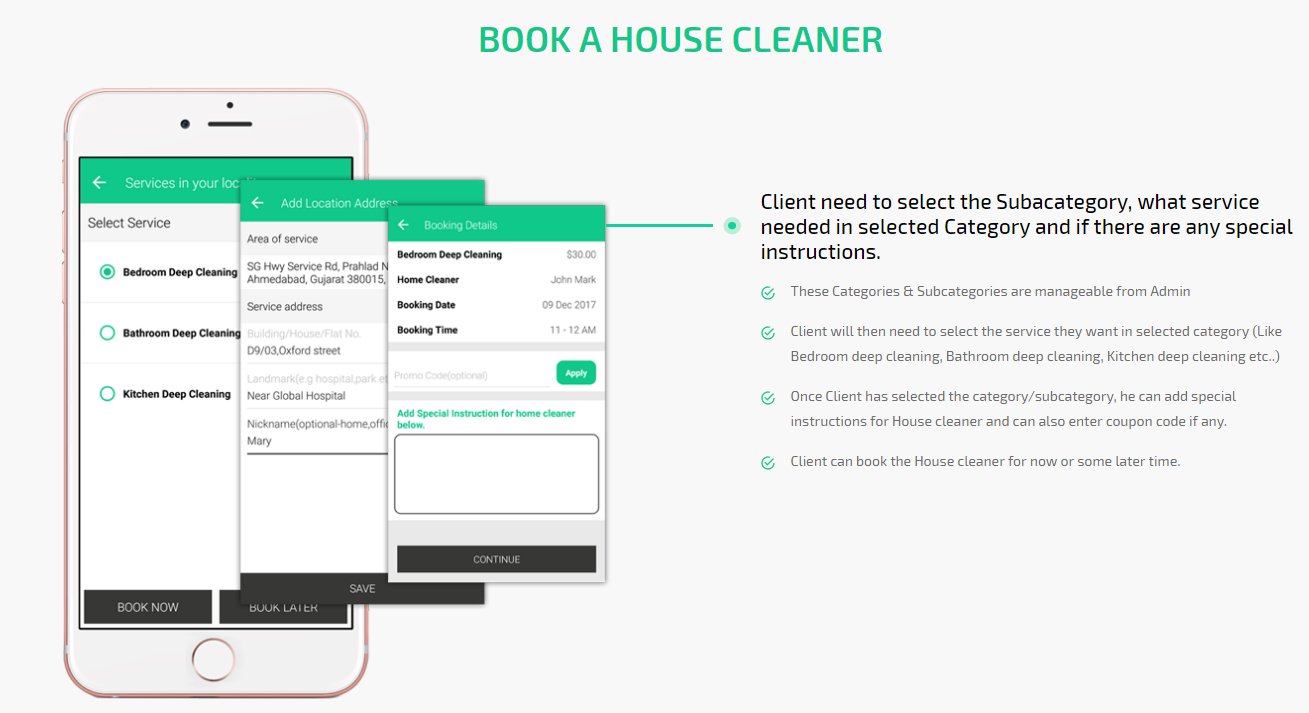 Book house cleaning app screen